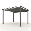 Aluminum Pergola Built for Year-Round Outdoor Living, 16x12 Ft Coverage, Dark Gray Retractable Canopy