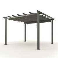 16 Ft. W X 12 Ft. D Aluminum Pergola Outdoor with Dark Gray Retractable Canopy — Studio Shot