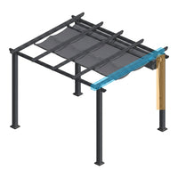 16 Ft. W X 12 Ft. D Aluminum Pergola Outdoor with Dark Gray Retractable Canopy — How It Works