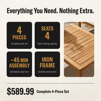 4-Piece Wicker Patio Conversation Set with Cushion, Outdoor Patio Furniture Set with Wood Table Top-Grey Cushions — Results & Stats