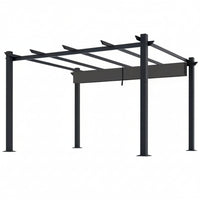 Aluminum Pergola Built for Year-Round Outdoor Living, 16x12 Ft Coverage, Dark Gray Retractable Canopy
