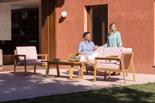 Agate Teak and Rope 4pc Seating Set