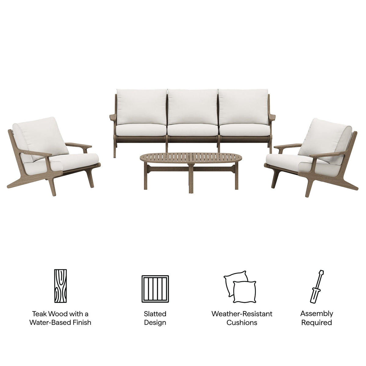 Saratoga 4-Piece Outdoor Patio Teak Wood Furniture Set by Modway