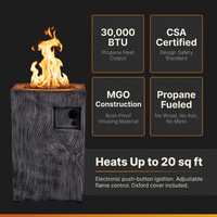 Outdoor Propane Fire Pit, 30000 BTU Column Propane Fire Pit, Wood-Look Surface — Results & Stats
