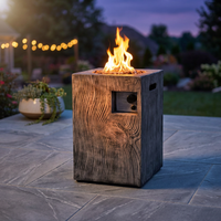 Outdoor Propane Fire Pit, 30000 BTU Column Propane Fire Pit, Wood-Look Surface — Studio Shot