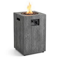Outdoor Propane Fire Pit, 30000 BTU Column Propane Fire Pit, Wood-Look Surface — Studio Shot
