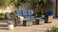 Patio Furniture Set 6-Piece Outdoor Patio Conversation Set with Blue Cushions Lawn Furniture — Lifestyle