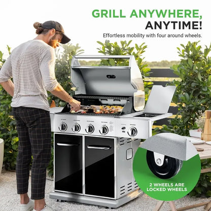 XMSJ HeavyDuty 5 Burner Propane Gas Grill With Electronic Ignition