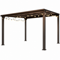 Aluminum Pergola Built for Year-Round Use, 12x20 Louvered Roof, Curtains & Netting, Gutter System