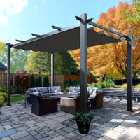 Aluminum Pergola Built for Year-Round Outdoor Living, 16x12 Ft Coverage, Dark Gray Retractable Canopy