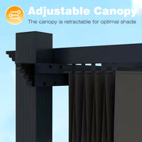 Aluminum Pergola Built for Year-Round Outdoor Living, 16x12 Ft Coverage, Dark Gray Retractable Canopy