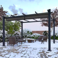 Aluminum Pergola Built for Year-Round Outdoor Living, 16x12 Ft Coverage, Dark Gray Retractable Canopy